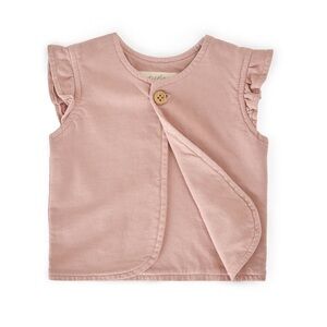Pehr Organic Cotton French Terry Ruffle Vest in Soft Peony
